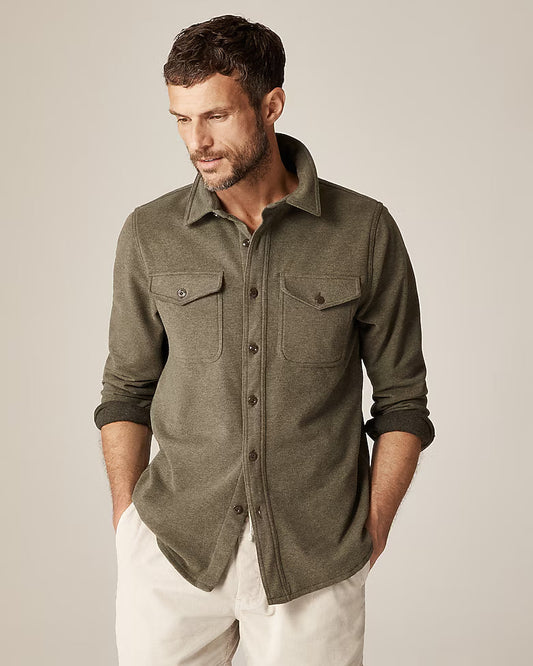 Camisa Seaboard de punto suave verde oscuro