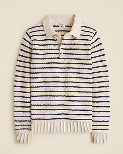 Polo de punto canalé en algodón a rayas